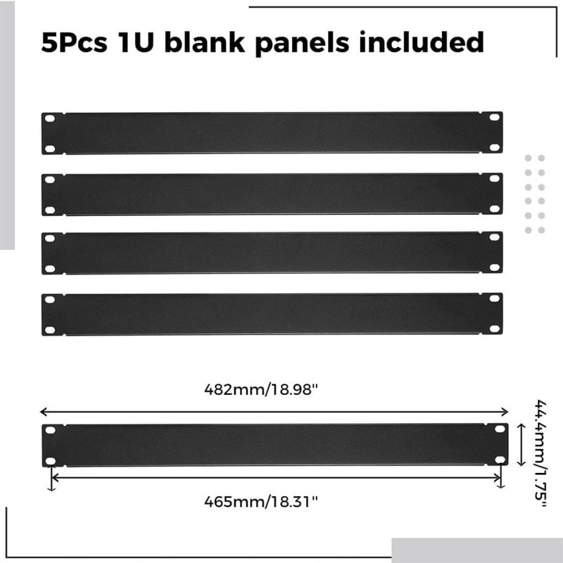 1U Blank Panel, 5 Pcs Metal Rack Mount Filler Panels, Suitable for 19-inch Server Rack Cabinets/Enclosures/Network Cabinets, Color: Black. - Image 5