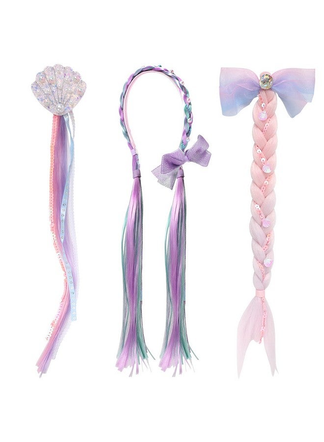 PinkSheep Inksheep Mermaid Hair Clip For Girls Kids Fake Hair Hair Clips Hair Wig Rainbow Wigs - Image 2