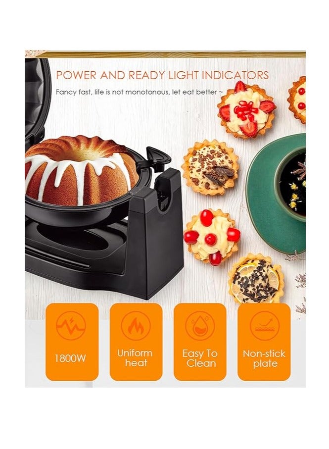 Household Cake Machine, Bundt Cake Maker Multifunctional Flipping Bread Machine with Anti-slip Feet and Non-stick Plate, Constant Temperature, Even Heating, Suitable for Home Kitchen and Commercial Use (11 Inch)  - Image 2