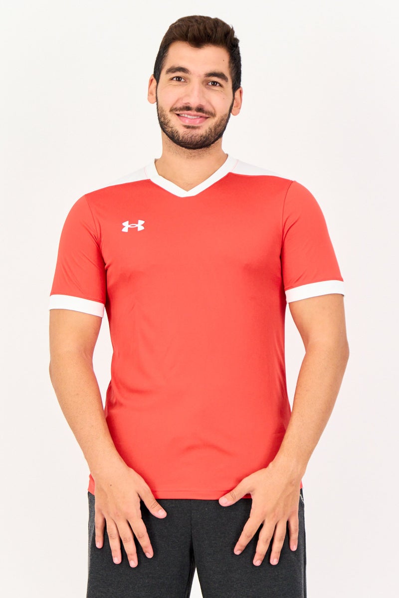UNDER ARMOUR Men Sportswear Fit Short Sleeve Soccer Jersey, Red - Image 1