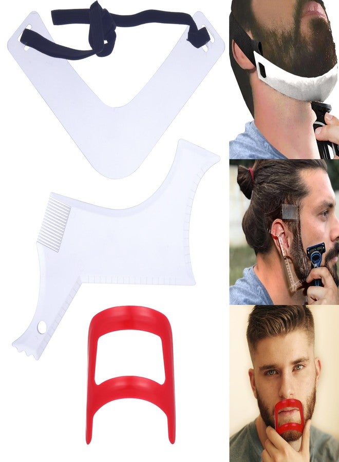 Baoton Beard Trimming Guide Tool, 3Pcs Neckline Shaping Goatee Mustache Grooming Facial Hair Styling Template Face Hair Ruler Combs - Image 1