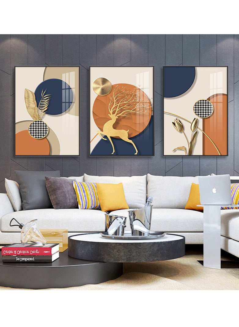 FASHION HOME 3PCS Wall Art Bright Style Minimalist Decor Modern Abstract Canvas Prints Poster Picture Framed Paintings Decorations  - Image 4