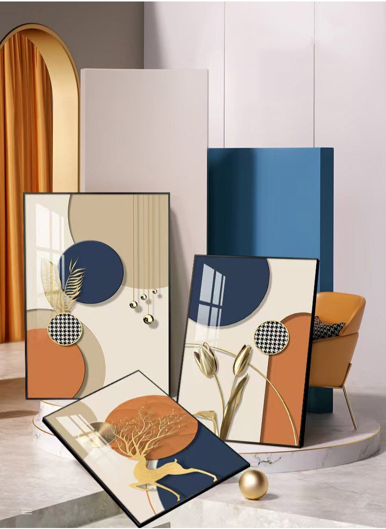 FASHION HOME 3PCS Wall Art Bright Style Minimalist Decor Modern Abstract Canvas Prints Poster Picture Framed Paintings Decorations  - Image 5