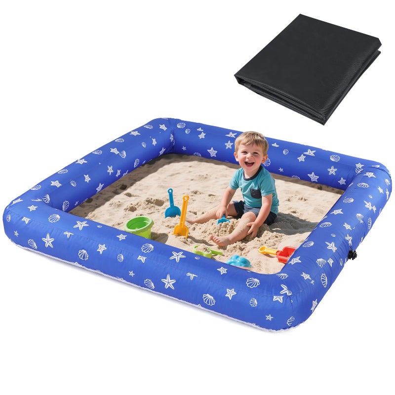 Biubee 59 x 59 Inflatable Kids Sandbox with Cover Easy Assembly Outdoor Sandbox Large Capacity Kids Sand Box Pit for Backyard Garden Summer Toys Gift for Boys Girls Ages 38 - Image 2