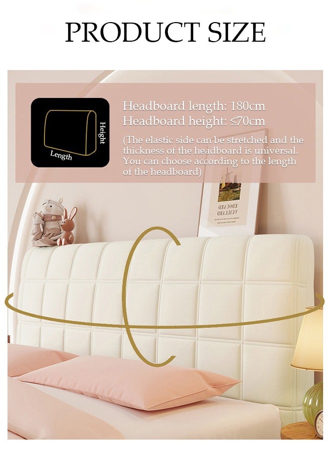 DUNISO غطاء رأس السرير، غطاء رأس سرير كبير الحجم، غطاء ظهر مضاد للغبار شامل، قطن محشو سميك مزخرف، لتزيين غرفة النوم، قابل للغسل (أوف وايت، 180 سم) - Image 2