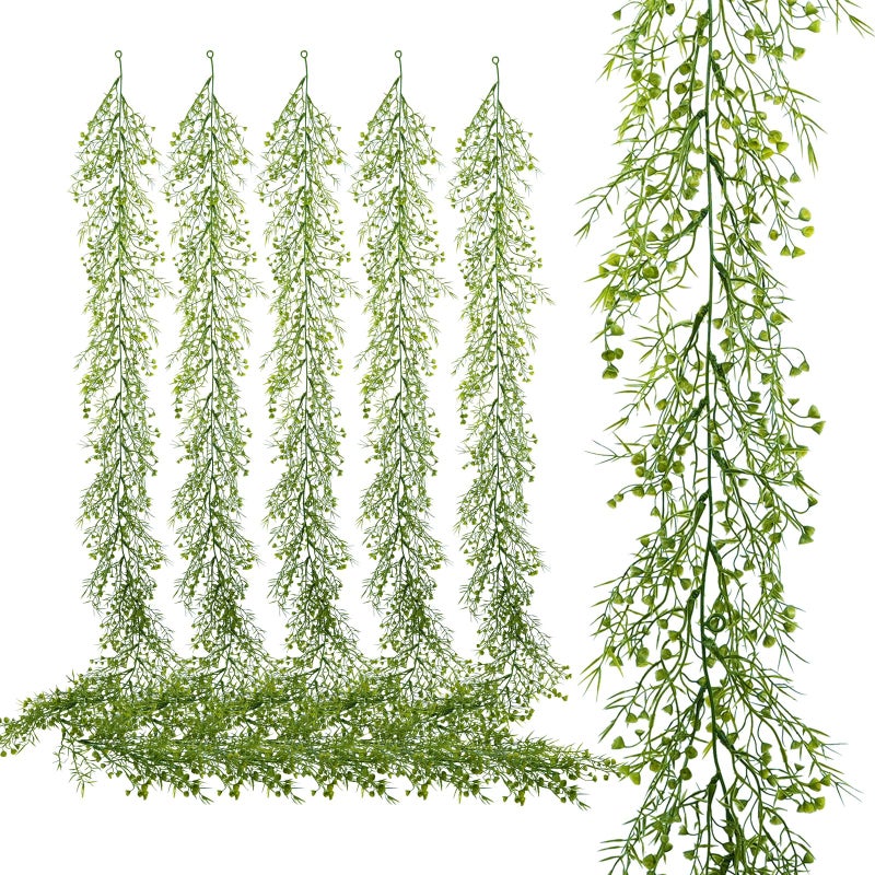 PENGYEE 6 Pack 557ft Artificial Greenery Garland for Table Faux Leaf Garland for Room Decor Green Garlands for Decoration Fake Vines Hanging Plants for Home Bedroom Garden Wall Wedding Decor040 - Image 2