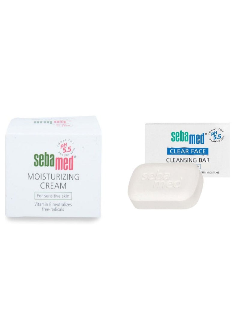 Sebamed Sensitive Skin Moisturizing Cream 75 with Cleansing Bar Soap - Image 1