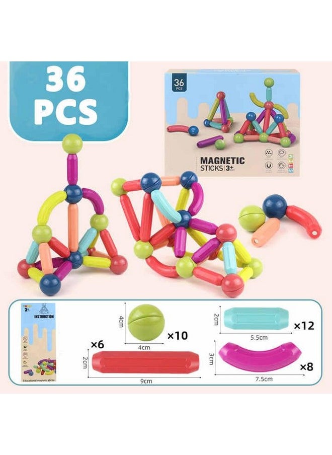 Prime Deals - PRIME DEALS Magnetic Sticks Building Blocks for Kids Toys for Girls | Magnetic Toys for Boys Age 3+ Year 4 5 6 7 8 10 12 14 Old Educational Stem Learning Magnet Stick with Balls Game Set (36 PCS) - Image 1