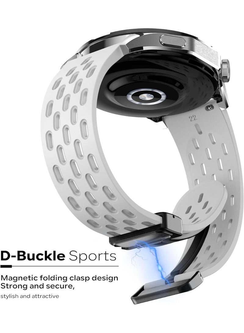 Sport Watch Band 20mm  Quick Release Silicone Magnetic Sweatproof Breathable Watch Band for Men Women, Soft Silicone Sport Watch Strap - Gray - Image 1