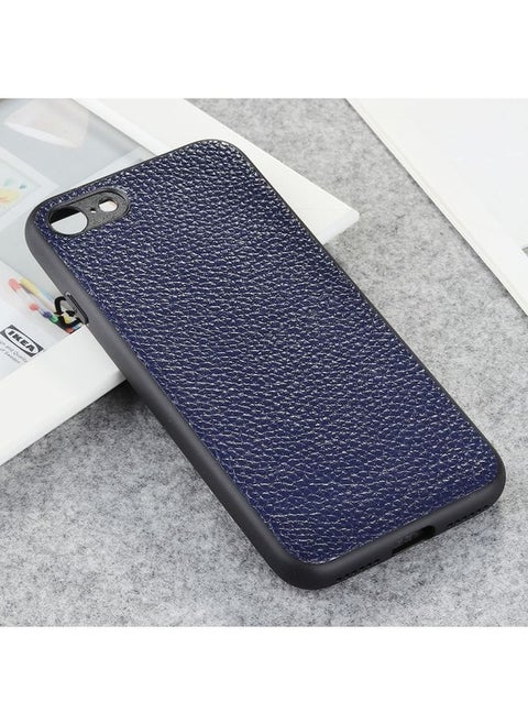 Case Cover For iPhone 8 / 7 Litchi Texture Genuine Leather Folding Protective Case Blue