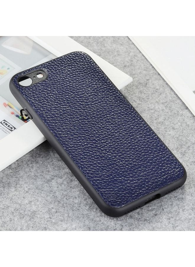 Case Cover For iPhone 8 / 7 Litchi Texture Genuine Leather Folding Protective Case Blue