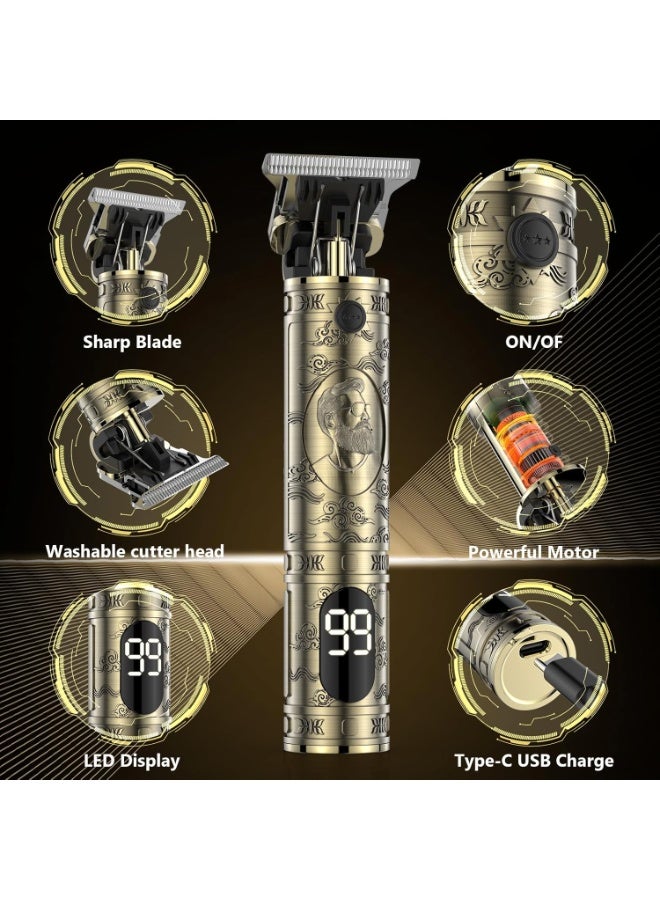 Solati مقصات شعر للرجال، ماكينة حلاقة احترافية بشفرة T بلايد بدون فراغ، ماكينة حلاقة كهربائية قابلة لإعادة الشحن، مجموعة قص الشعر مع شاشة LCD هدايا للرجال - Image 4