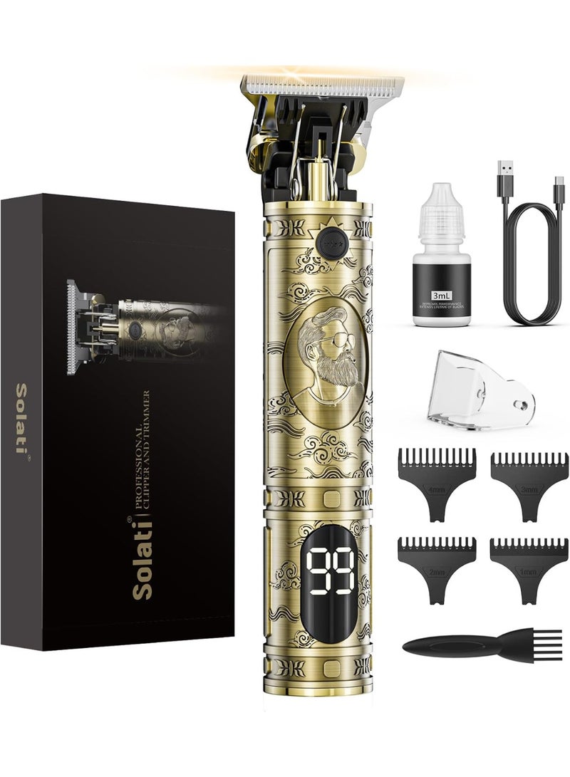 Solati مقصات شعر للرجال، ماكينة حلاقة احترافية بشفرة T بلايد بدون فراغ، ماكينة حلاقة كهربائية قابلة لإعادة الشحن، مجموعة قص الشعر مع شاشة LCD هدايا للرجال - Image 1