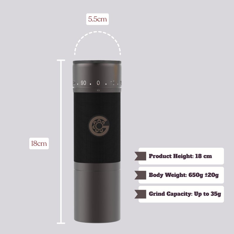 KINGrinder K7 Manual Coffee Grinder, Bent Handle, Magnetic & Clip Powder Catcher, Proâ€‘Level 7â€‘Edge Stainless Steel Conical Burr, 30â€“35g Capacity - Image 2