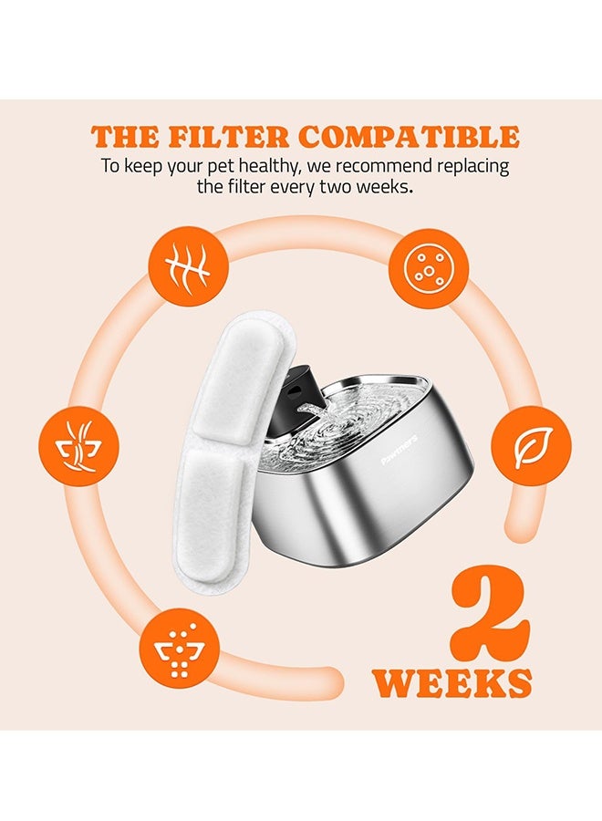 8Pcs Cat Water Fountain Filters with 8 Sponges, Replacement Filter Kit Suitable for 3.2L Stainless Steel Pet Water Dispenser, 3 Sets Replacement Accessories - Image 4