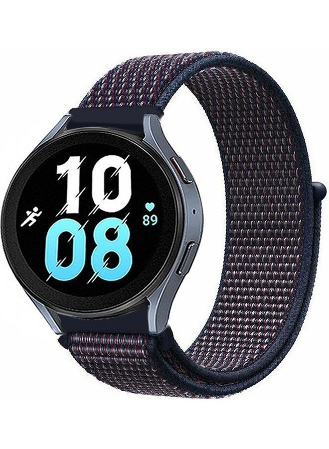NIBEMINENT Samsung Galaxy Watch 5 / Pro Band Nylon Loop Replacement Strap 20mm Compatible with Watch5 (44mm/40mm) (45mm) Midnight Blue - Image 1