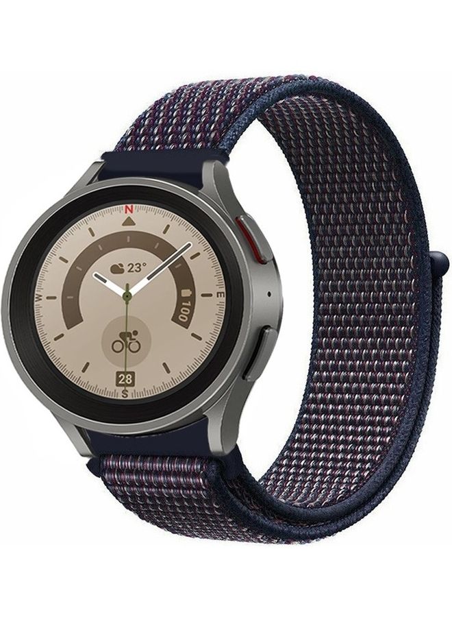 NIBEMINENT Samsung Galaxy Watch 5 / Pro Band Nylon Loop Replacement Strap 20mm Compatible with Watch5 (44mm/40mm) (45mm) Midnight Blue - Image 2