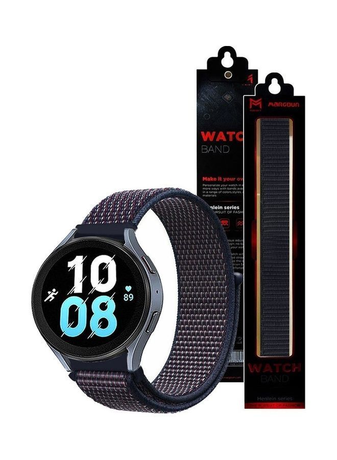 NIBEMINENT Samsung Galaxy Watch 5 / Pro Band Nylon Loop Replacement Strap 20mm Compatible with Watch5 (44mm/40mm) (45mm) Midnight Blue - Image 3