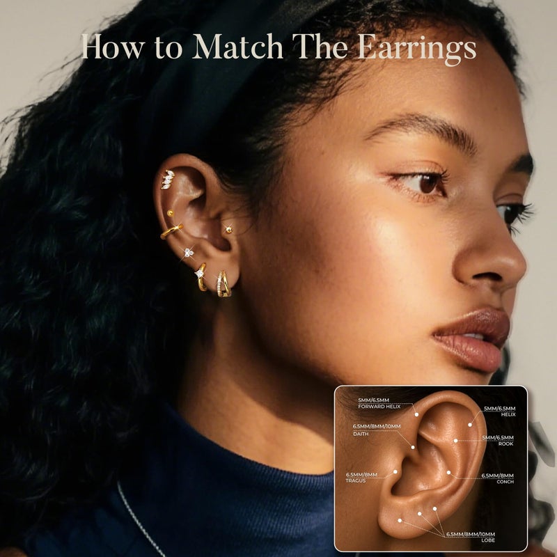 Florideco Small Stud Hoop Earrings for Women - Hypoallergenic 14K Gold Plated Surgical Steel Flat Back Earrings, Stackable Cartilage Earring Sets for Multiple Piercing Trendy Earring Stacks(Double-G) - Image 3