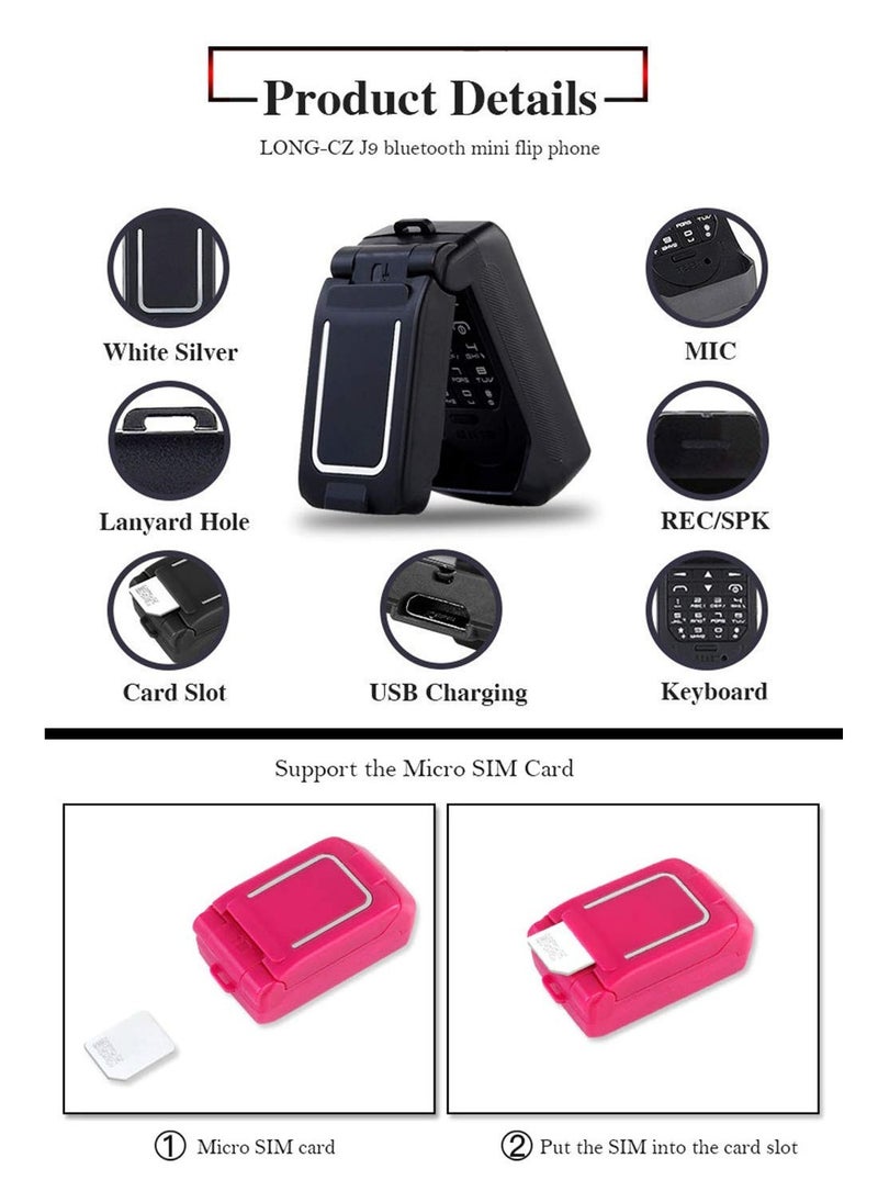 Muvit - Long-CZ-J9 World's Smallest Flip Mobile Phone Single Micro Sim Support with Bluetooth Dialer and Voice Changer (Blue) - Image 1
