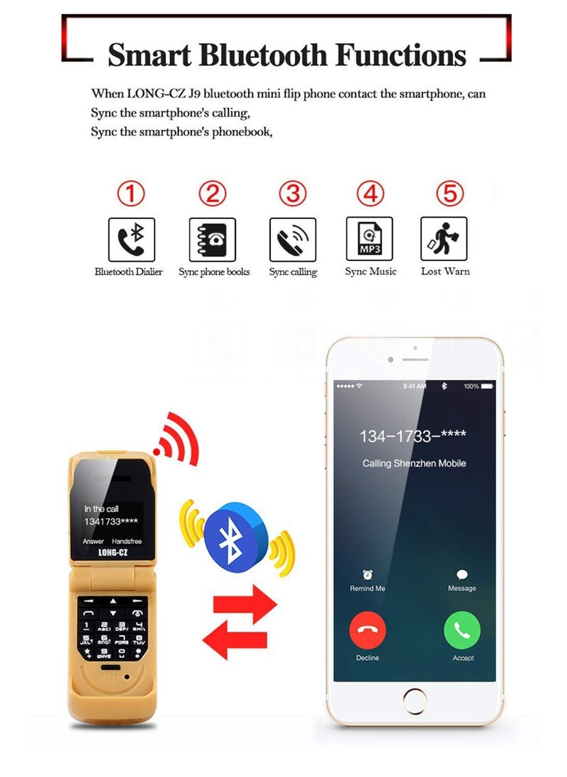 Muvit - Long-CZ-J9 World's Smallest Flip Mobile Phone Single Micro Sim Support with Bluetooth Dialer and Voice Changer (Blue) - Image 1