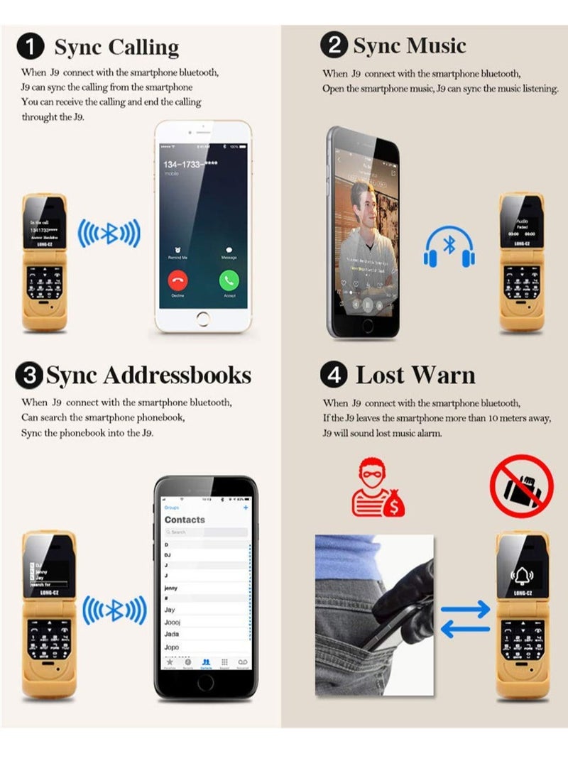 Muvit - Long-CZ-J9 World's Smallest Flip Mobile Phone Single Micro Sim Support with Bluetooth Dialer and Voice Changer (Blue) - Image 1