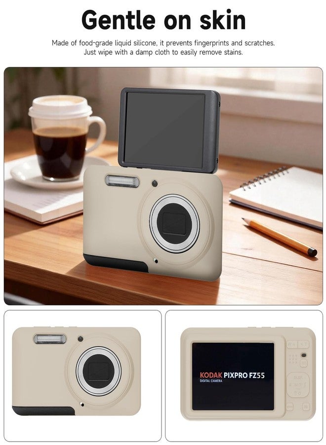 TUOOUT Silicone Case for Kodak PIXPRO FZ55 Digital Camera with Screen Protector and Lanyard for Kodak PIXPRO FZ55 Accessories - (Rice White) - Image 5