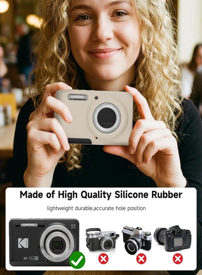 TUOOUT Silicone Case for Kodak PIXPRO FZ55 Digital Camera with Screen Protector and Lanyard for Kodak PIXPRO FZ55 Accessories - (Rice White) - Image 3