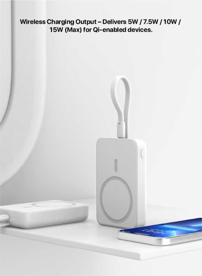 Seeken MagPower 10000mAh Magnetic Wireless Power Bank | Fast Charging PD 22.5W | Compatible with MagSafe iPhone & Qi Devices | Portable  Battery Pack with Built-in Type-C Cable - Image 2