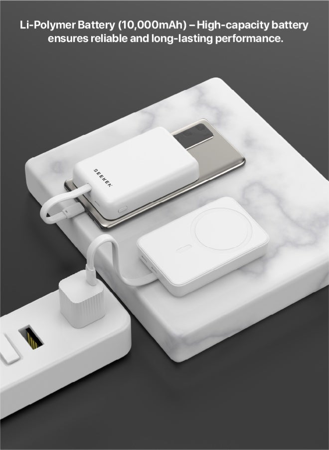 Seeken MagPower 10000mAh Magnetic Wireless Power Bank | Fast Charging PD 22.5W | Compatible with MagSafe iPhone & Qi Devices | Portable  Battery Pack with Built-in Type-C Cable - Image 3