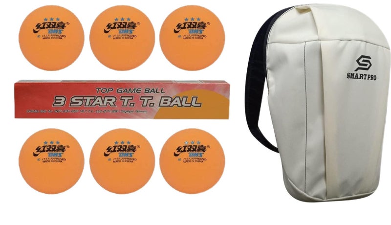 DHS TT Ball 40MM 3 Star Orange (6 Pcs Box) 24 PCS with Smart PRO TT Special Cover Speed Beige - Image 3
