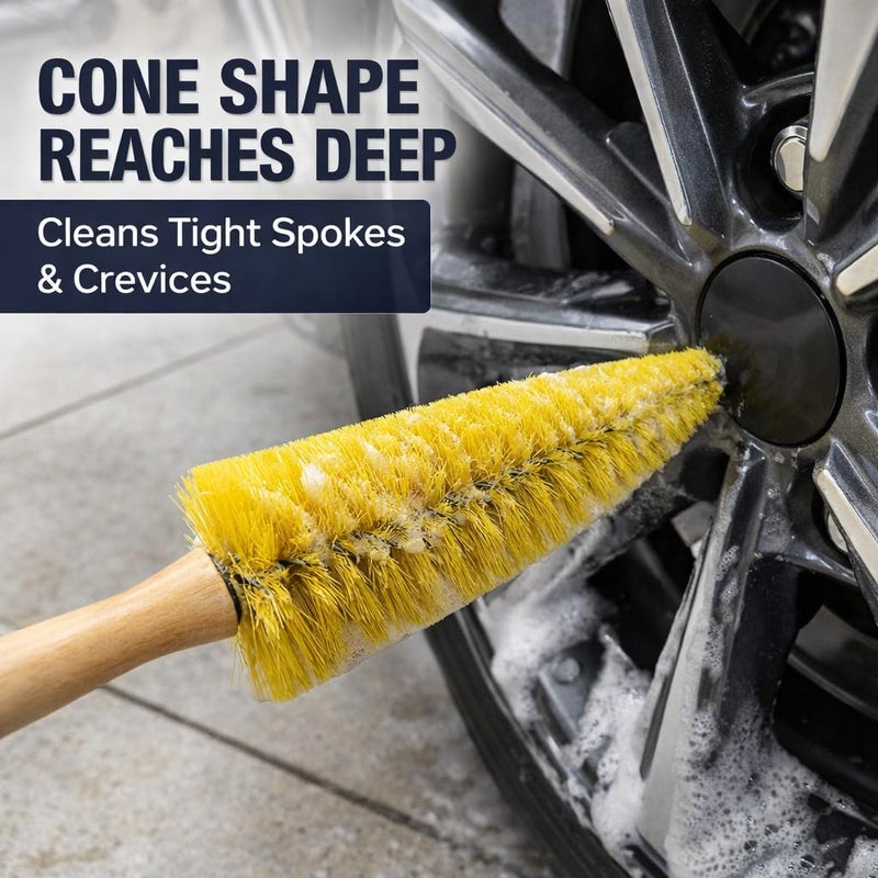 HI-TECH Wheel Spoke Brush for Rims & Wheels - Cone Shape for Cleaning Crevices & Hard-to-Reach Areas, Chemical Resistant, Safe on All Finishes - 1 Pack - Image 2