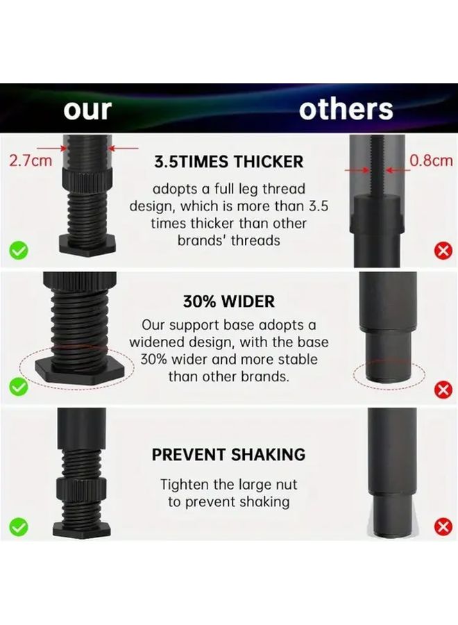 4pcs Adjustable Black Plastic Furniture Support Legs Heavy Duty No Tools Needed - Image 2