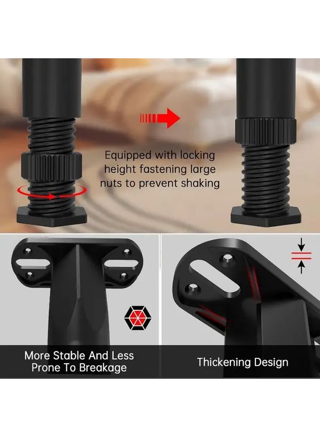 4pcs Adjustable Black Plastic Furniture Support Legs Heavy Duty No Tools Needed - Image 3