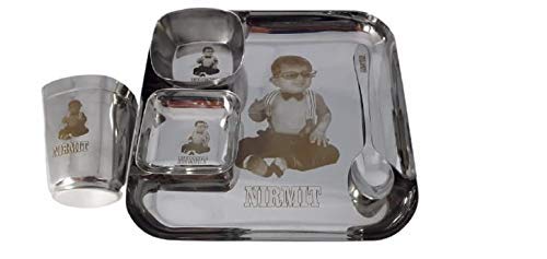 Va Sun Customized GiftCustom Laser Print Stainless Steel Dinner Set 8 inch Square - Image 1