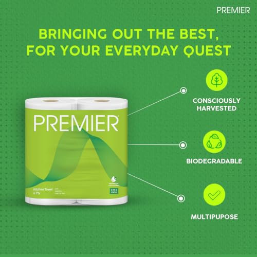 Premier 2 Ply Kitchen Tissue Paper Roll | 240 Pulls | 60 Kitchen Towels X 4 Rolls | Paper Towels for Everyday Cleaning, Kitchen Paper Wipes, Multipurpose tissue rolls for Home Office - Image 3