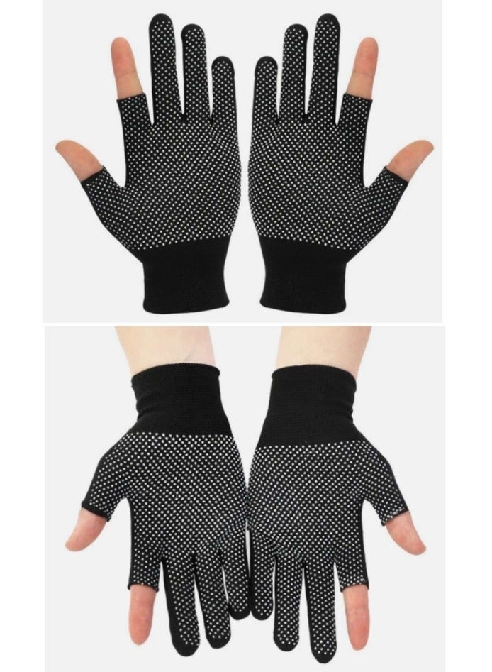 OASIS-TH 2 Pairs Cycling Gloves Fishing Gloves Sun Proof Golves Non-Slip Two FingerTips, Comfortable And Breathable - Image 1