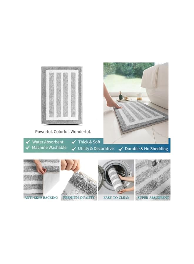 The Bros Bathroom Rug 24" x 16" Bathroom Mat, Extra Soft and Absorbent Microfiber Bath Rugs, Non-Slip Plush Shaggy Bath Carpet, Washable and Dry Bath Rug for Bathroom, Bedroom, Kitchen, Tub (Ashen) - Image 4