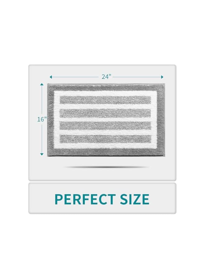 The Bros Bathroom Rug 24" x 16" Bathroom Mat, Extra Soft and Absorbent Microfiber Bath Rugs, Non-Slip Plush Shaggy Bath Carpet, Washable and Dry Bath Rug for Bathroom, Bedroom, Kitchen, Tub (Ashen) - Image 2