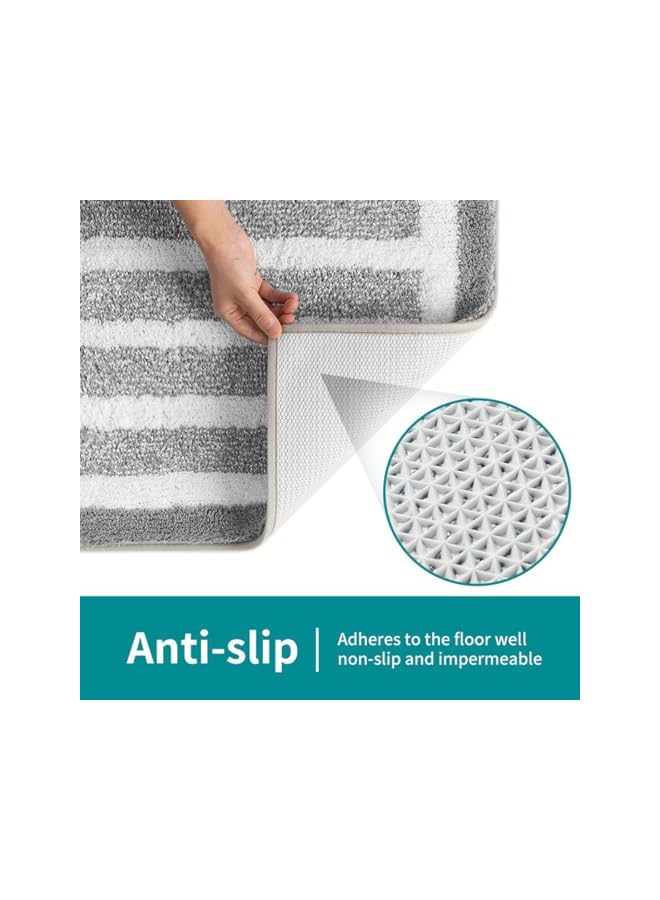 The Bros Bathroom Rug 24" x 16" Bathroom Mat, Extra Soft and Absorbent Microfiber Bath Rugs, Non-Slip Plush Shaggy Bath Carpet, Washable and Dry Bath Rug for Bathroom, Bedroom, Kitchen, Tub (Ashen) - Image 5