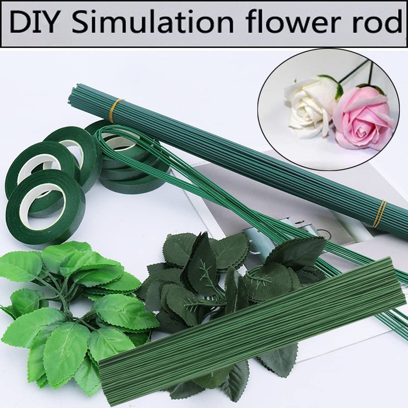 Arlai 100 Pcs 2 Gauge Floral Stem Wire 16 Inch Dark Green Floral Wire - DIY Artificial Flower Arrangements Wreath Making Supplies - Image 4