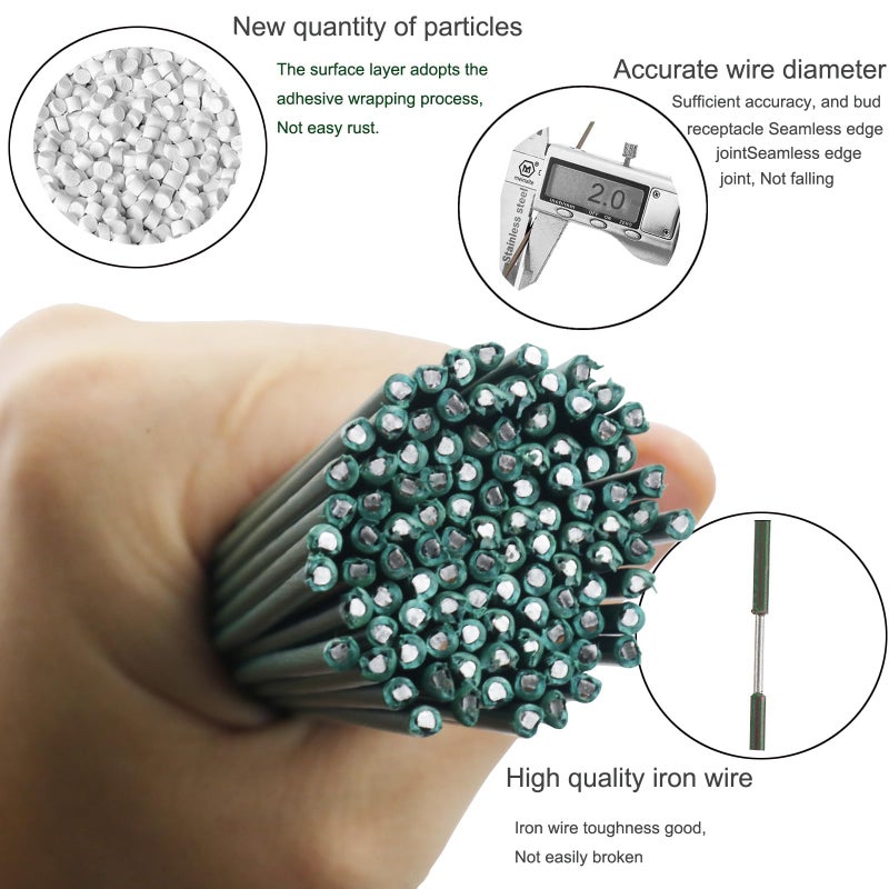 Arlai 100 Pcs 2 Gauge Floral Stem Wire 16 Inch Dark Green Floral Wire - DIY Artificial Flower Arrangements Wreath Making Supplies - Image 3