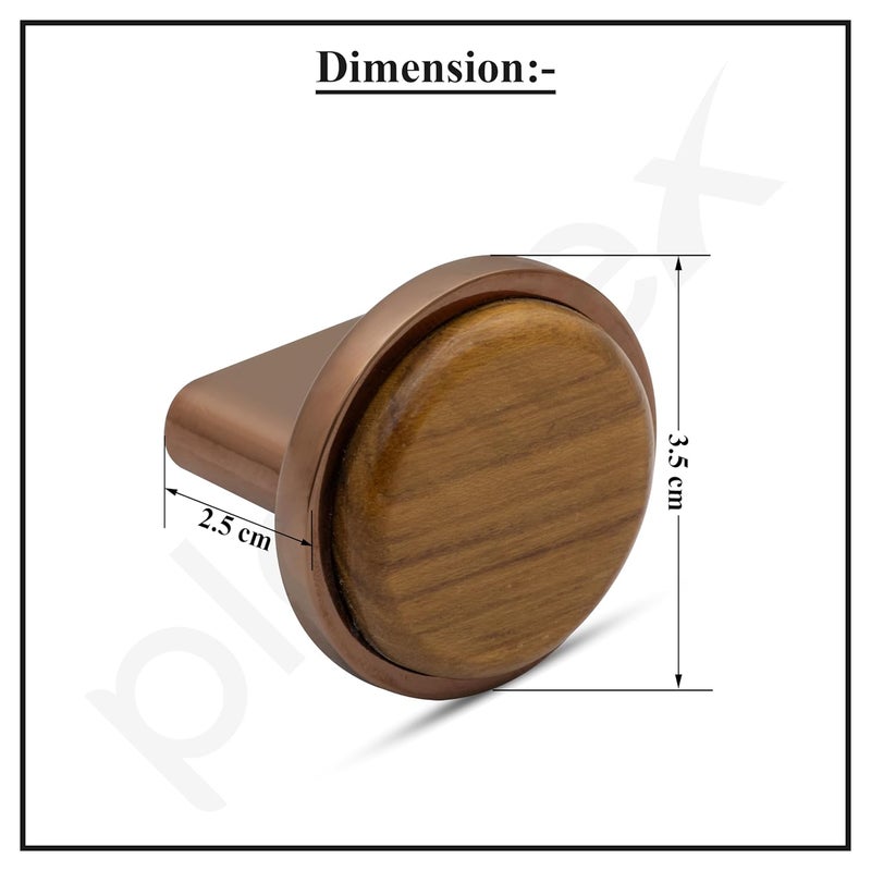 Plantex Knobs for DrawerRound Drawer KnobsKnobs for CabinetsPullPush Knobs for KitchenBedroom Drawer Pack of 6 Small Rose Gold Wood - Image 3