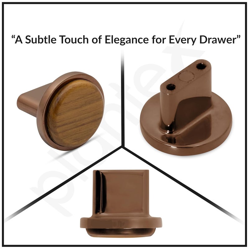 Plantex Knobs for DrawerRound Drawer KnobsKnobs for CabinetsPullPush Knobs for KitchenBedroom Drawer Pack of 6 Small Rose Gold Wood - Image 4