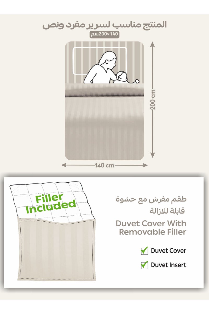 Donetella Striped Comforter Set, Single Size (170x230 cm), 5-Piece Hotel Bedding with 350 GSM Filling – Comforter, Comforter Cover, Fitted Sheet, Pillowshams.  - Image 3