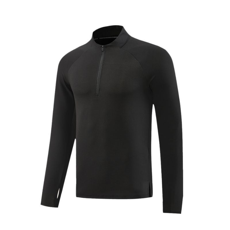 Generic Mens Half-Zip Quick-Dry Fitness Running Sweatshirt Black