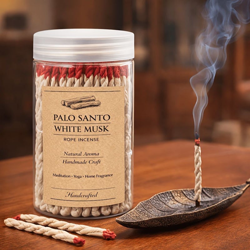 Premium 38pcs Canned Sacred Wood White Musk Handmade Rope Incense Traditional Handwoven Slow Burning Lasting Fragrance For Yoga Meditation Home Ambiance Bedroom Aroma - Image 2