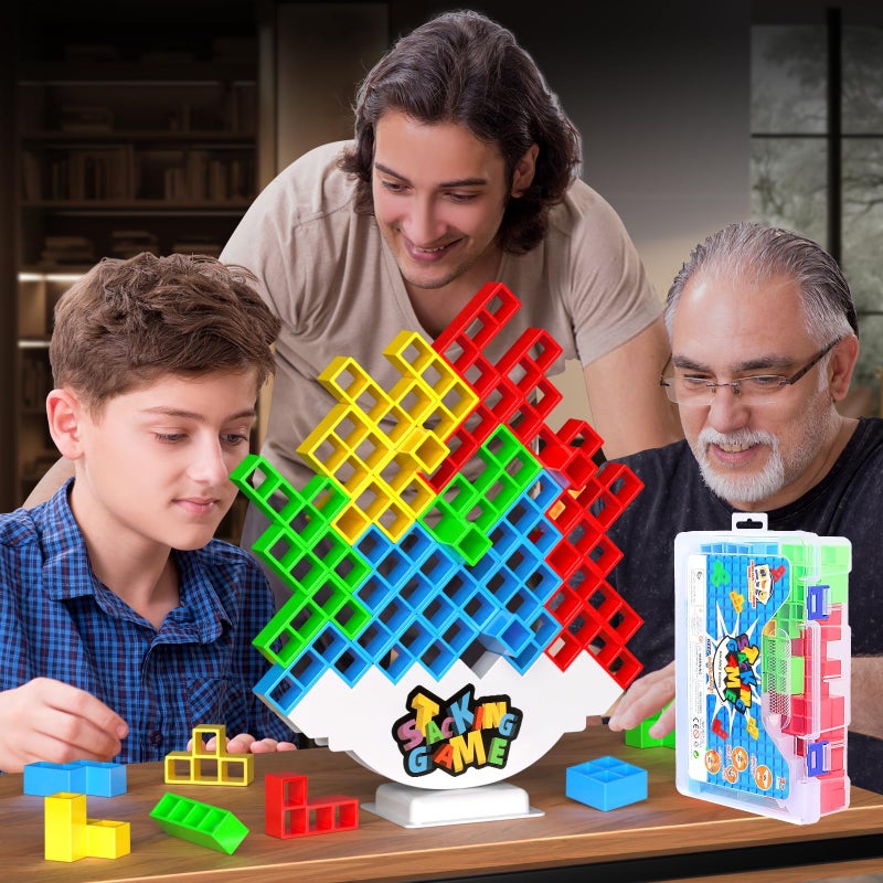 BBnote 48PCS Stack Game for Adult Kids Tetra Board Tower Games for Family Travel Party 2 Players Balance Stacking Toy Attack Team Toys Building Block - Image 3