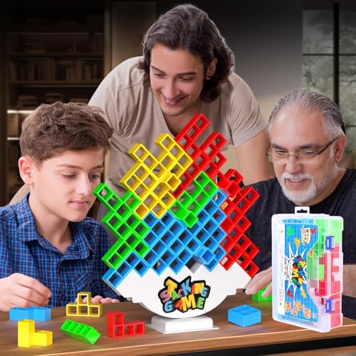 BBnote 48PCS Stack Game for Adult Kids Tetra Board Tower Games for Family Travel Party 2 Players Balance Stacking Toy Attack Team Toys Building Block - Image 1