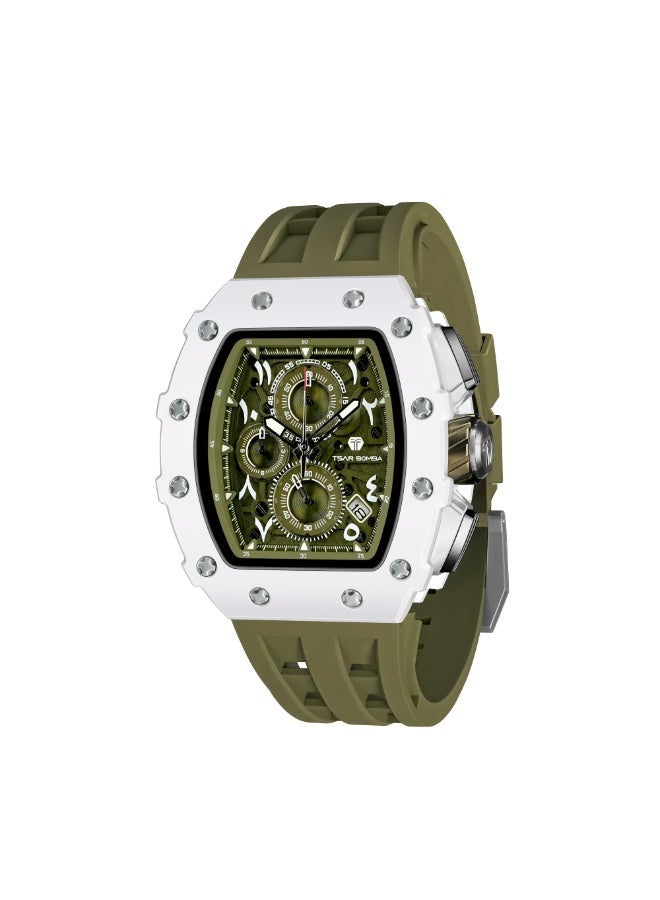 TSAR BOMBA ساعات تسار بومبا رجالي فاخرة مربعة كرونوغراف مقاومة للماء  متر زجاج ياقوت حركة كوارتز يابانية حزام سيليكون تصميم تونيو كلاسيكي مضيئة تقويم ساعات يد - Image 1